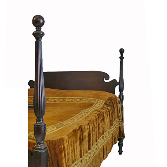 AMERICAN DARK MAHOGANY DOUBLE BED WITH LONG FLUTED POSTS PLUS MATTRESS 4'6/i WIDE