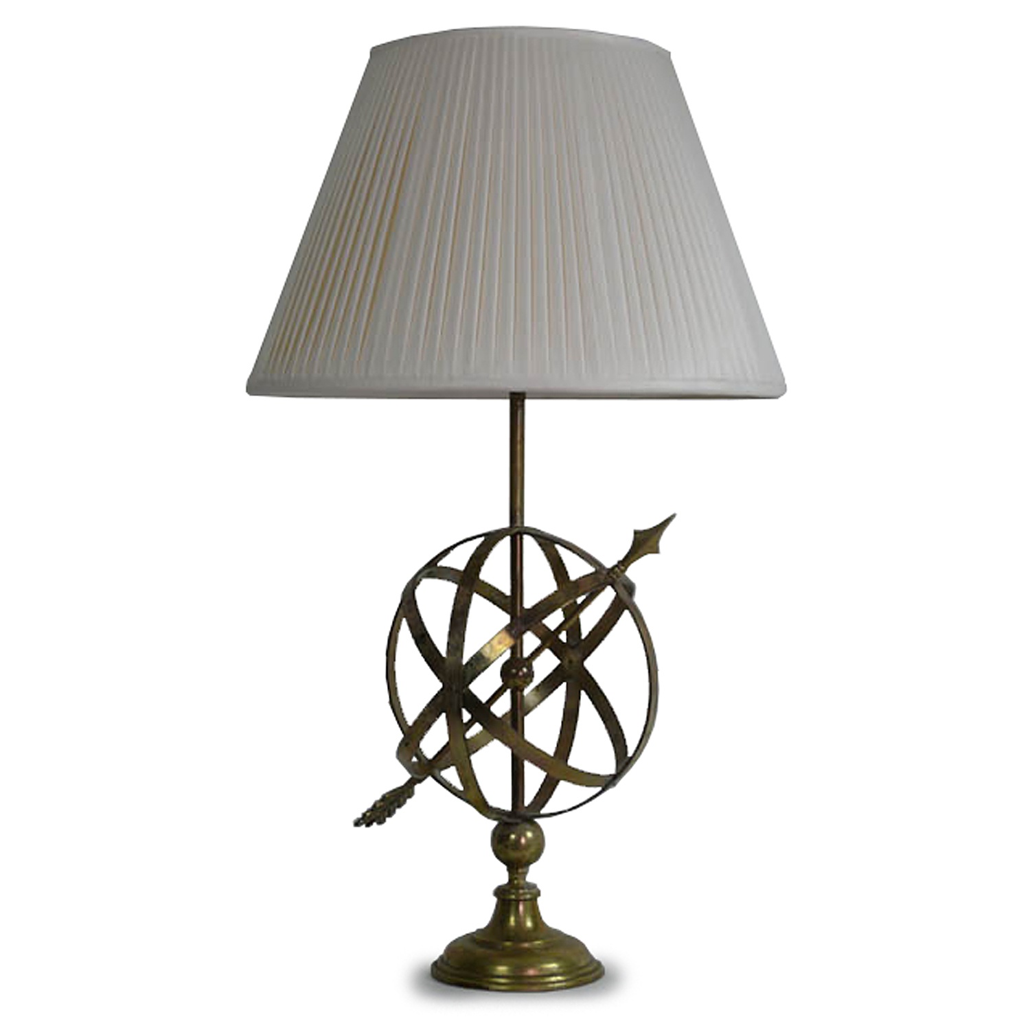 BRASS ARMILLARY SPHERE TABLE LAMP 50 CM HIGH (X2) (MEDIUM SHADE