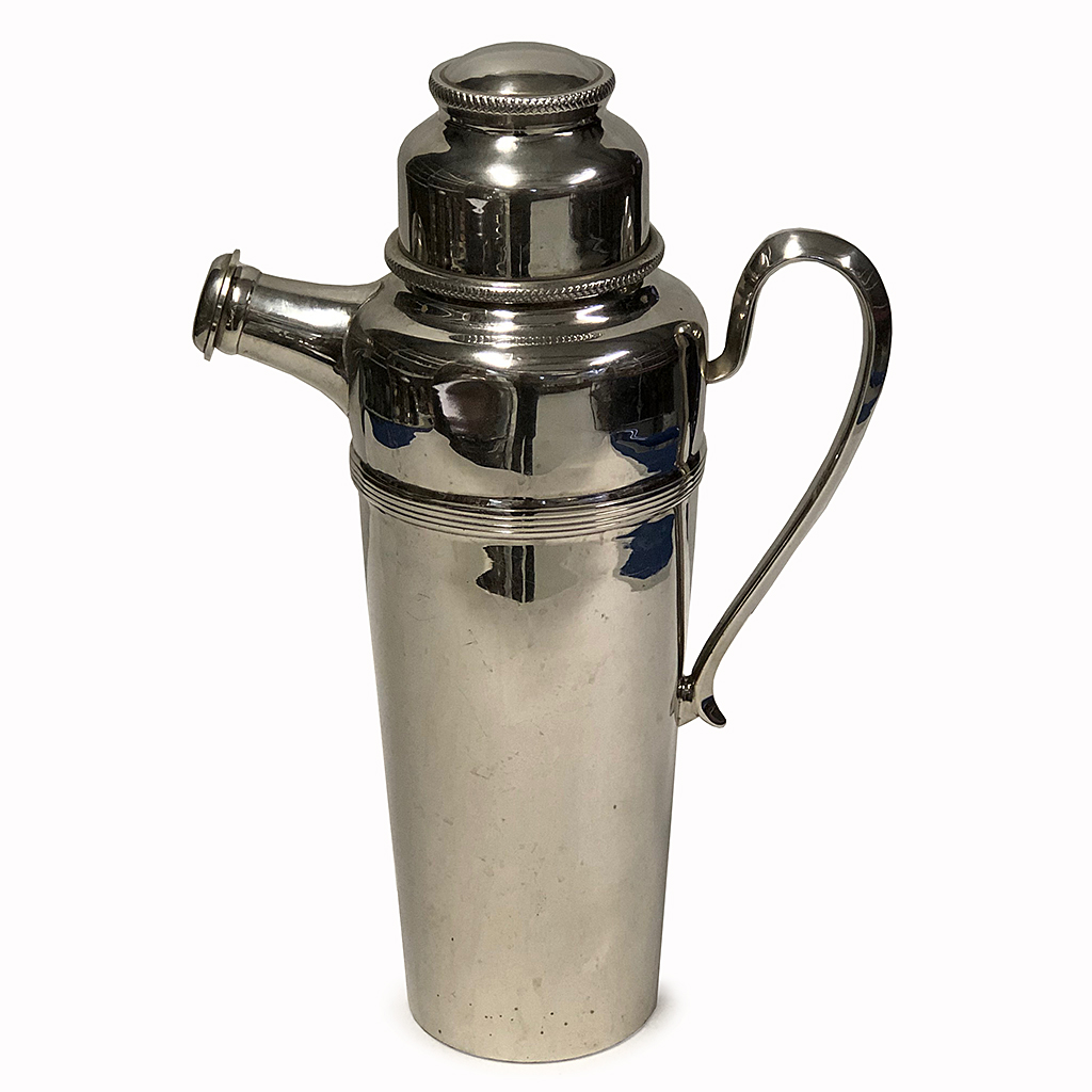 LARGE E.P. SILVER COCKTAIL SHAKER JUG WITH LID AND SPOUT CAP 30 CM HIGH