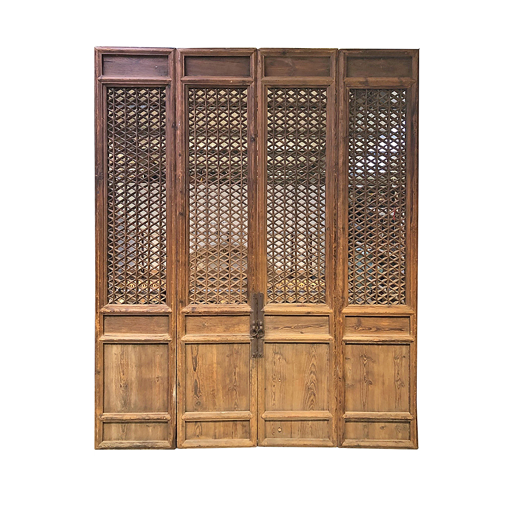 CHINESE FRETTED LIGHTWOOD SCREEN 19TH CENT.9'2 X 21.75 280 CM X 55 CM