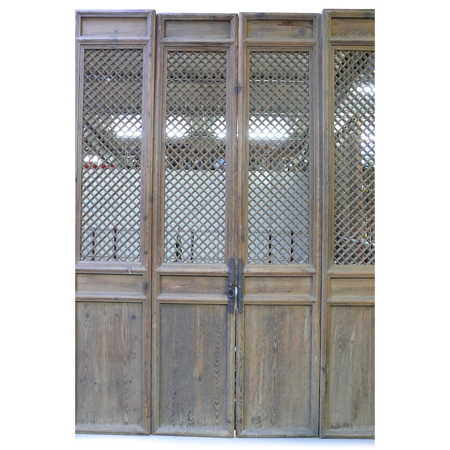 CHINESE FRETTED LIGHTWOOD SCREEN 19TH CENT.9'2 X 21.75 280 CM X 55 CM