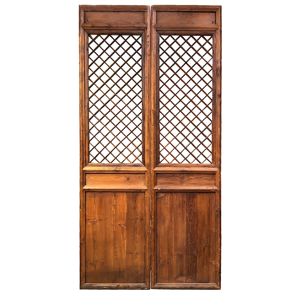 TALL CHINESE FRETTED LIGHT WOOD SCREEN / PANEL 9'4 HIGH 2'4 WIDE 285 CM